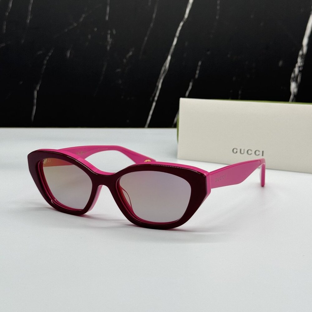 NEW GUCCI GG1638S 003 BURGUNDY FUCHSIA CAT EYE WOMEN SUNGLASSES - Picture 2 of 13